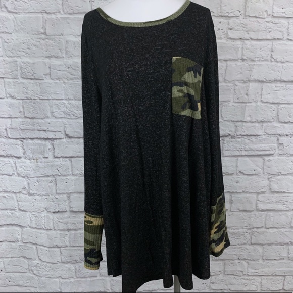 NWT Camo Pocket Sweater Heathered Gray - Picture 3 of 6